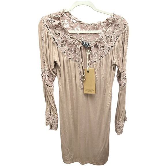 POL Mauve Blush Lagenlook Embroidered Lace Mini Dress - Size Small! 🌸 - Picture 5 of 8